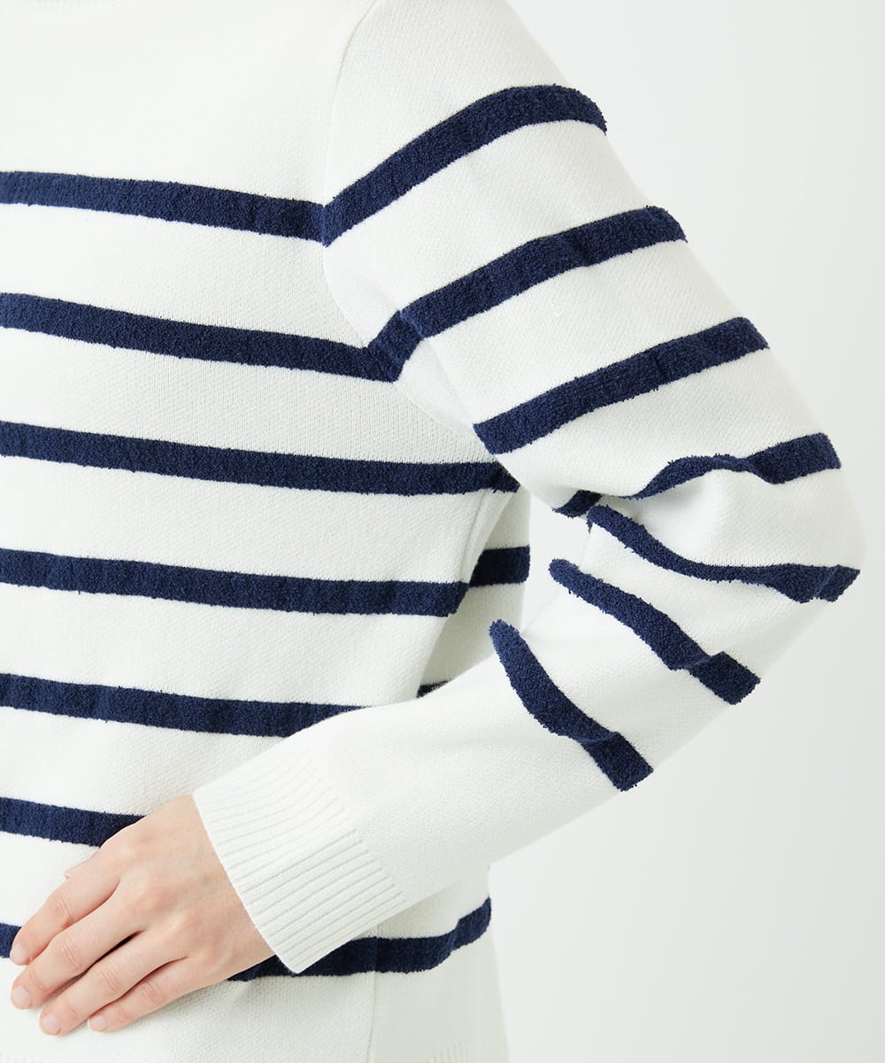 PHFEE04270 GEORGES RECH(小さいサイズ)(メゾン ドゥ サンク) ブークレーボーダーニット アイボリー