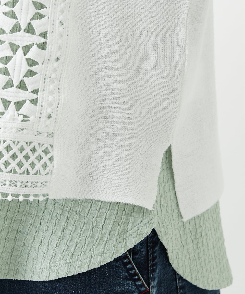 PHFEE23230 GEORGES RECH(小さいサイズ)(メゾン ドゥ サンク) 幾何レースショートニットベスト ホワイト