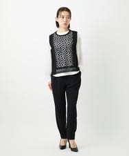 PHFEE23230 GEORGES RECH(小さいサイズ)(メゾン ドゥ サンク) 幾何レースショートニットベスト ホワイト