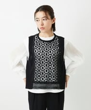 PHFEE23230 GEORGES RECH(小さいサイズ)(メゾン ドゥ サンク) 幾何レースショートニットベスト ホワイト