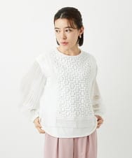 PHFEE23230 GEORGES RECH(小さいサイズ)(メゾン ドゥ サンク) 幾何レースショートニットベスト ホワイト