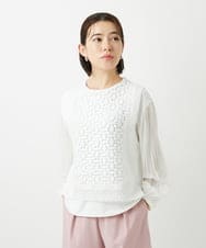 PHFEE23230 GEORGES RECH(小さいサイズ)(メゾン ドゥ サンク) 幾何レースショートニットベスト ホワイト