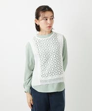 PHFEE23230 GEORGES RECH(小さいサイズ)(メゾン ドゥ サンク) 幾何レースショートニットベスト ホワイト