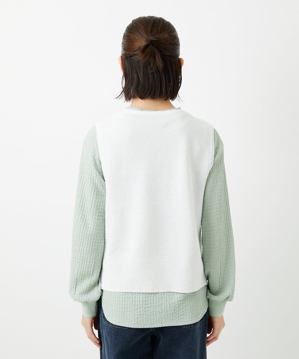 PHFEE23230 GEORGES RECH(小さいサイズ)(メゾン ドゥ サンク) 幾何レースショートニットベスト ホワイト