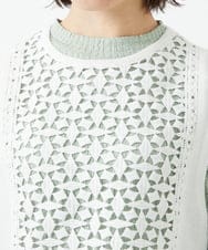 PHFEE23230 GEORGES RECH(小さいサイズ)(メゾン ドゥ サンク) 幾何レースショートニットベスト ホワイト