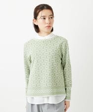 PHFEE26270 GEORGES RECH(小さいサイズ)(メゾン ドゥ サンク)  [日本製]レース柄ジャカードニットプルオーバー グリーン