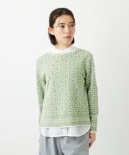 PHFEE26270 GEORGES RECH(小さいサイズ)(メゾン ドゥ サンク)  [日本製]レース柄ジャカードニットプルオーバー グリーン