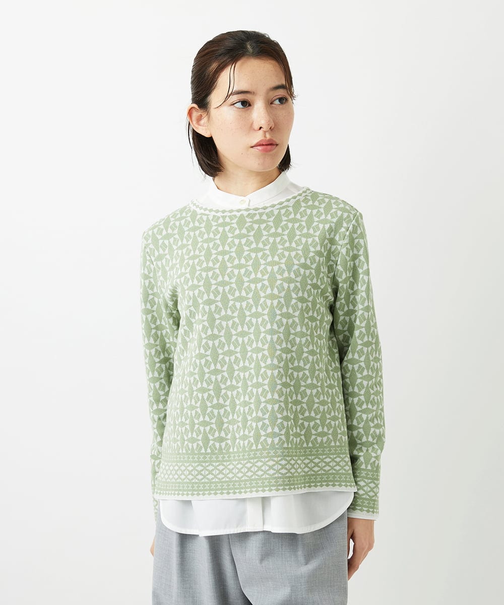 PHFEE26270 GEORGES RECH(小さいサイズ)  [日本製]レース柄ジャカードニットプルオーバー