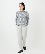 PHFEE26270 GEORGES RECH(小さいサイズ)(メゾン ドゥ サンク)  [日本製]レース柄ジャカードニットプルオーバー ネイビー