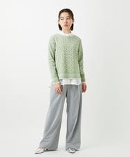 PHFEE26270 GEORGES RECH(小さいサイズ)(メゾン ドゥ サンク)  [日本製]レース柄ジャカードニットプルオーバー ネイビー