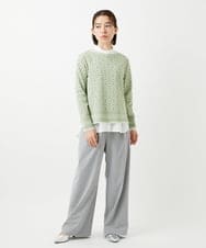 PHFEE26270 GEORGES RECH(小さいサイズ)(メゾン ドゥ サンク)  [日本製]レース柄ジャカードニットプルオーバー ネイビー