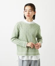 PHFEE26270 GEORGES RECH(小さいサイズ)(メゾン ドゥ サンク)  [日本製]レース柄ジャカードニットプルオーバー ネイビー