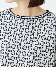 PHFEE26270 GEORGES RECH(小さいサイズ)(メゾン ドゥ サンク)  [日本製]レース柄ジャカードニットプルオーバー ネイビー