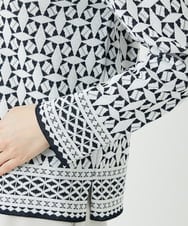 PHFEE26270 GEORGES RECH(小さいサイズ)(メゾン ドゥ サンク)  [日本製]レース柄ジャカードニットプルオーバー ネイビー