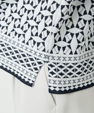 PHFEE26270 GEORGES RECH(小さいサイズ)(メゾン ドゥ サンク)  [日本製]レース柄ジャカードニットプルオーバー ネイビー