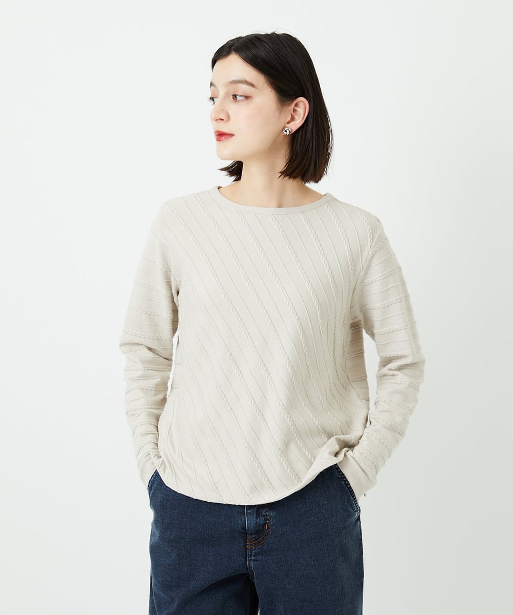 PHFEF15230 GEORGES RECH(小さいサイズ)(メゾン ドゥ サンク) ケーブル柄ニットプルオーバー ライトグレー