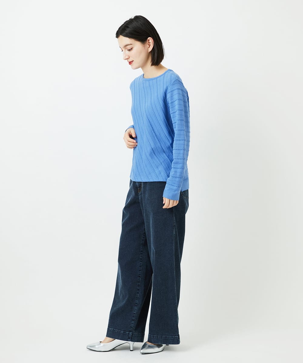 PHFEF15230 GEORGES RECH(小さいサイズ)(メゾン ドゥ サンク) ケーブル柄ニットプルオーバー ライトグレー