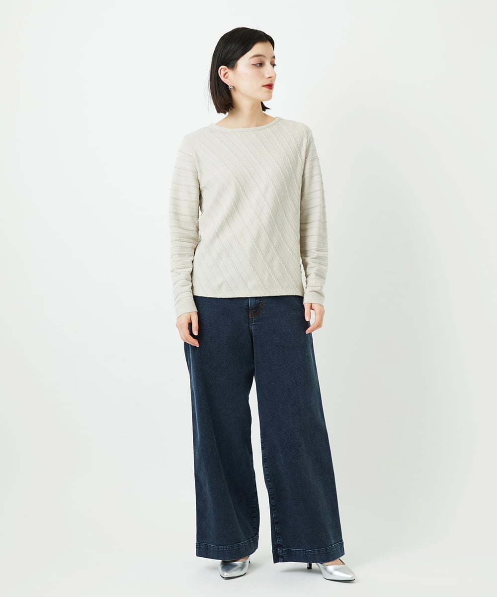 PHFEF15230 GEORGES RECH(小さいサイズ)(メゾン ドゥ サンク) ケーブル柄ニットプルオーバー ライトグレー