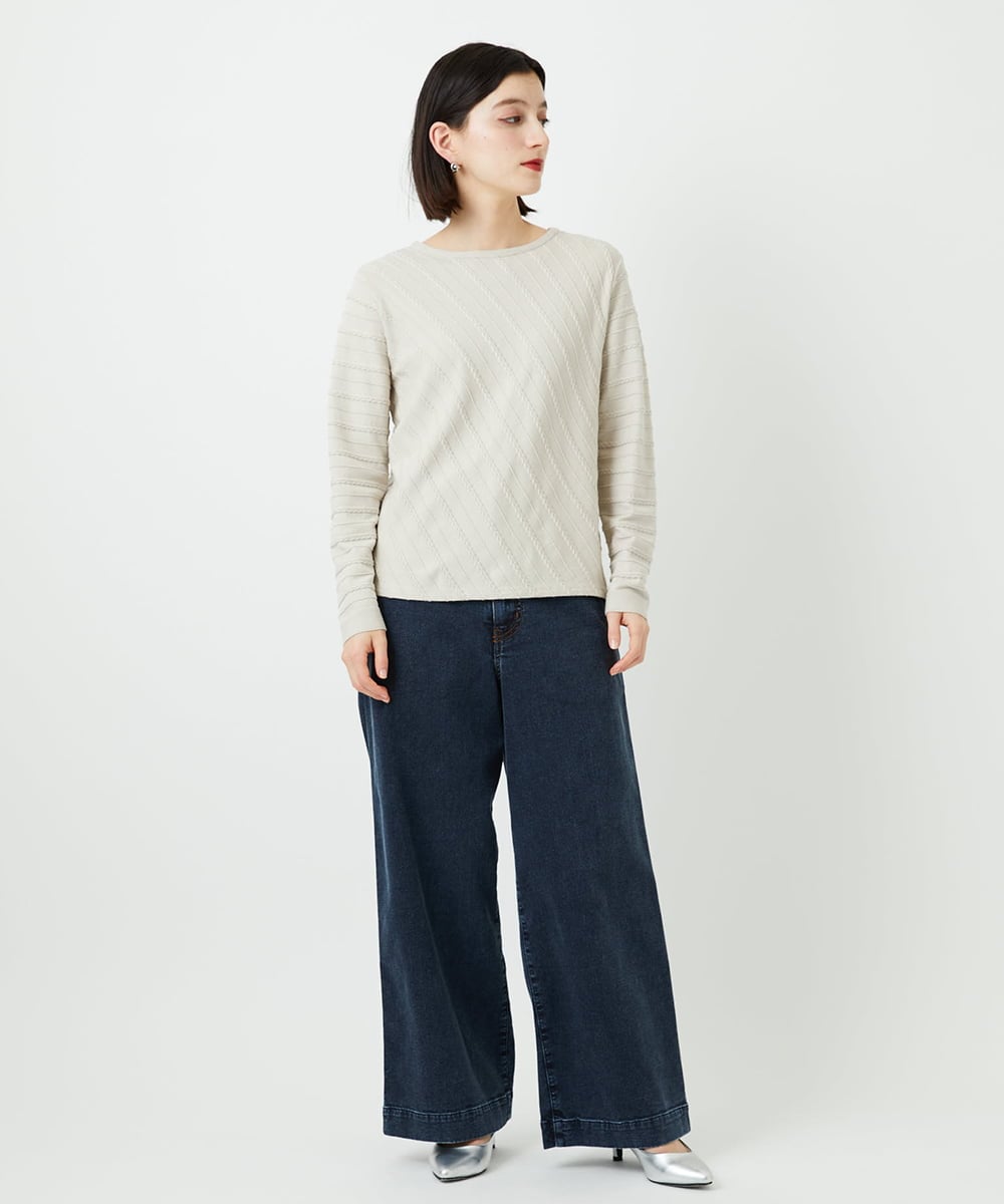 PHFEF15230 GEORGES RECH(小さいサイズ)(メゾン ドゥ サンク) ケーブル柄ニットプルオーバー ライトグレー