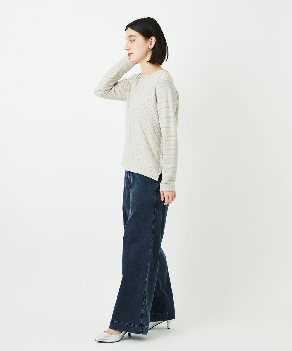 PHFEF15230 GEORGES RECH(小さいサイズ)(メゾン ドゥ サンク) ケーブル柄ニットプルオーバー ライトグレー