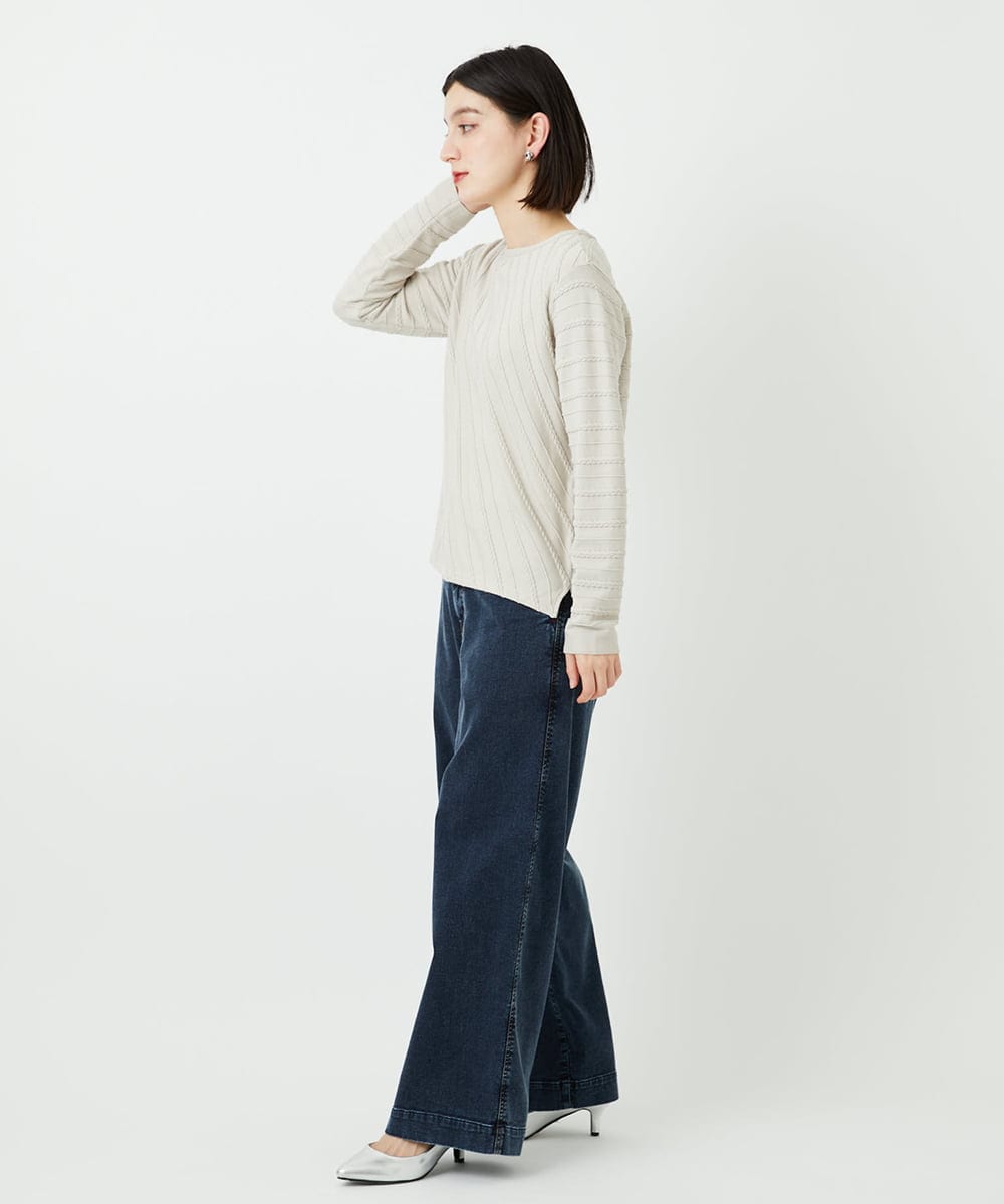 PHFEF15230 GEORGES RECH(小さいサイズ)(メゾン ドゥ サンク) ケーブル柄ニットプルオーバー ライトグレー