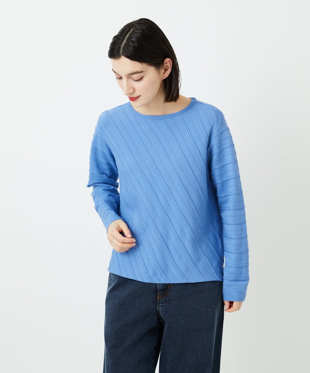 PHFEF15230 GEORGES RECH(小さいサイズ)(メゾン ドゥ サンク) ケーブル柄ニットプルオーバー ライトグレー