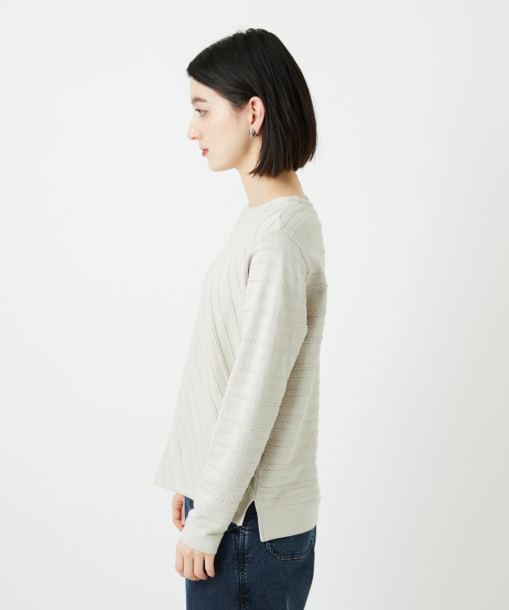 PHFEF15230 GEORGES RECH(小さいサイズ)(メゾン ドゥ サンク) ケーブル柄ニットプルオーバー ライトグレー