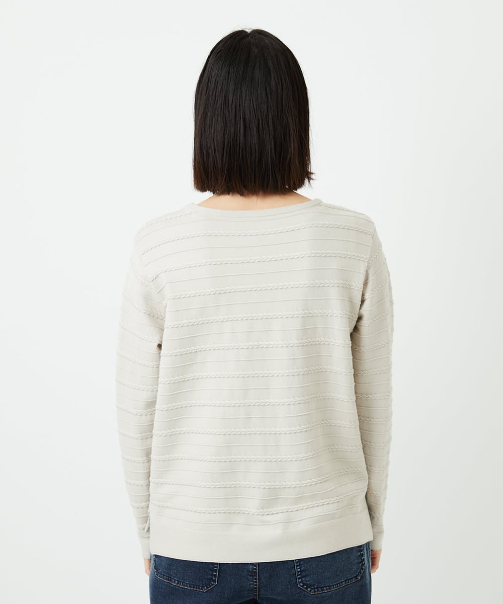 PHFEF15230 GEORGES RECH(小さいサイズ)(メゾン ドゥ サンク) ケーブル柄ニットプルオーバー ライトグレー