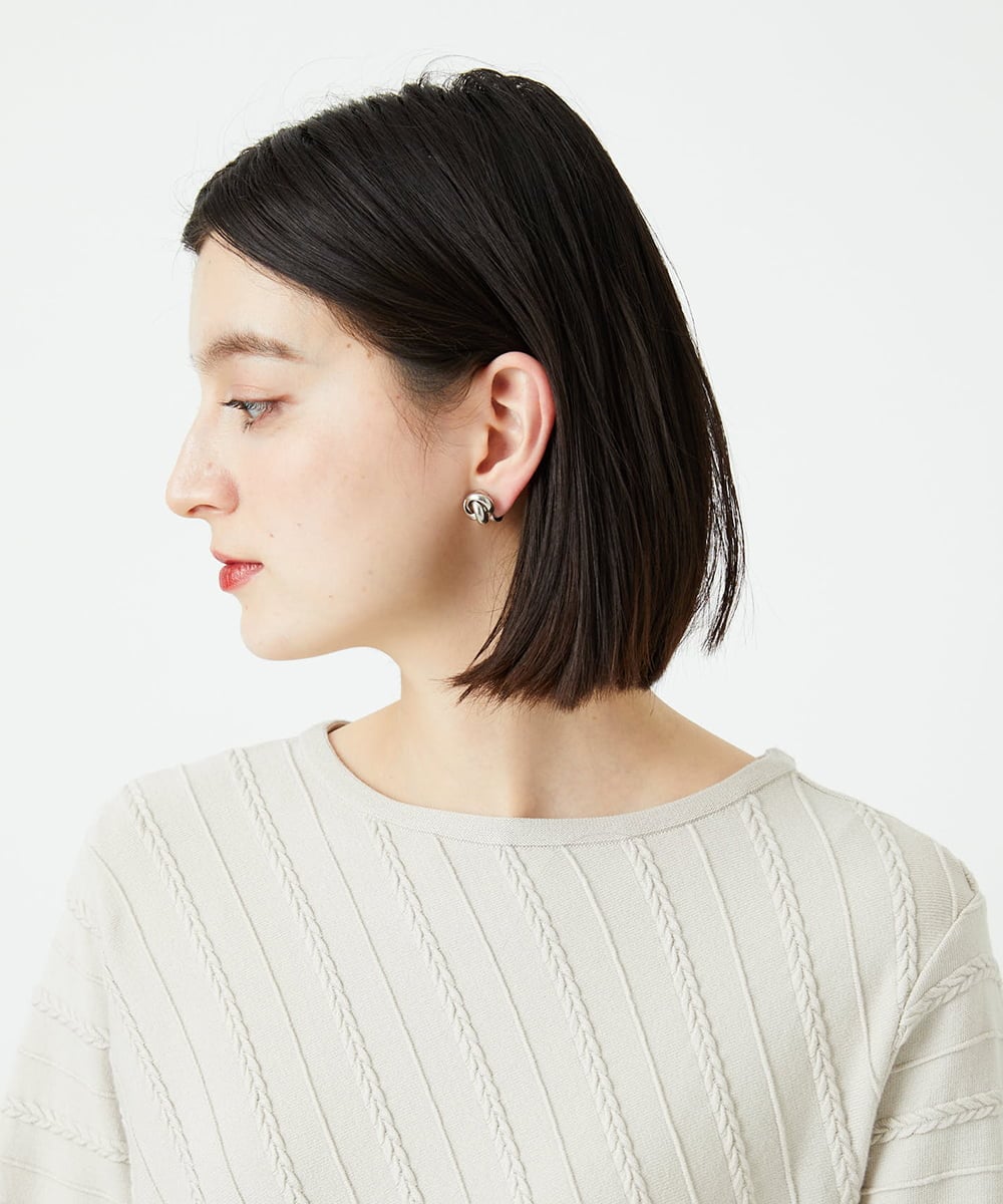 PHFEF15230 GEORGES RECH(小さいサイズ)(メゾン ドゥ サンク) ケーブル柄ニットプルオーバー ライトグレー