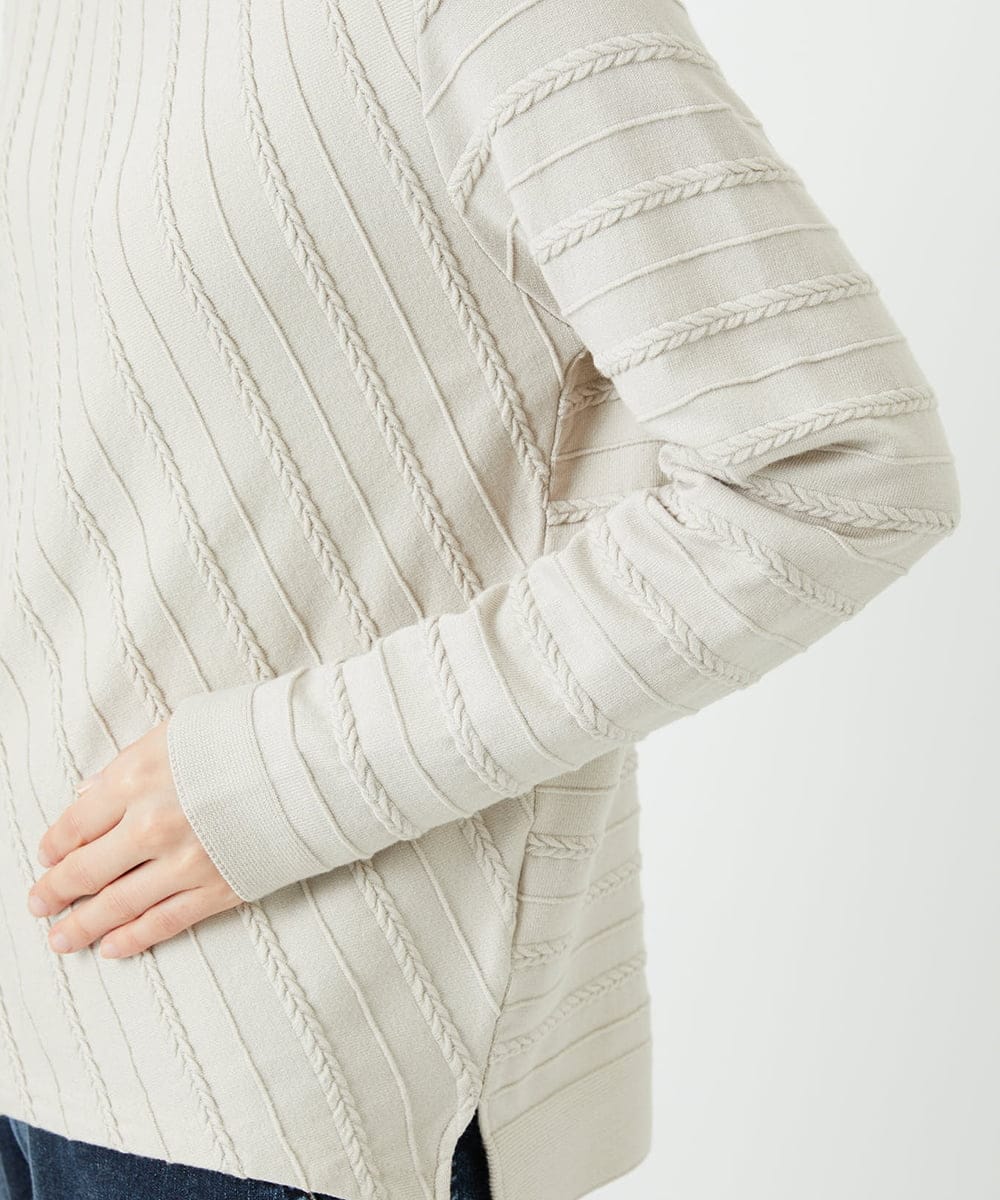 PHFEF15230 GEORGES RECH(小さいサイズ)(メゾン ドゥ サンク) ケーブル柄ニットプルオーバー ライトグレー