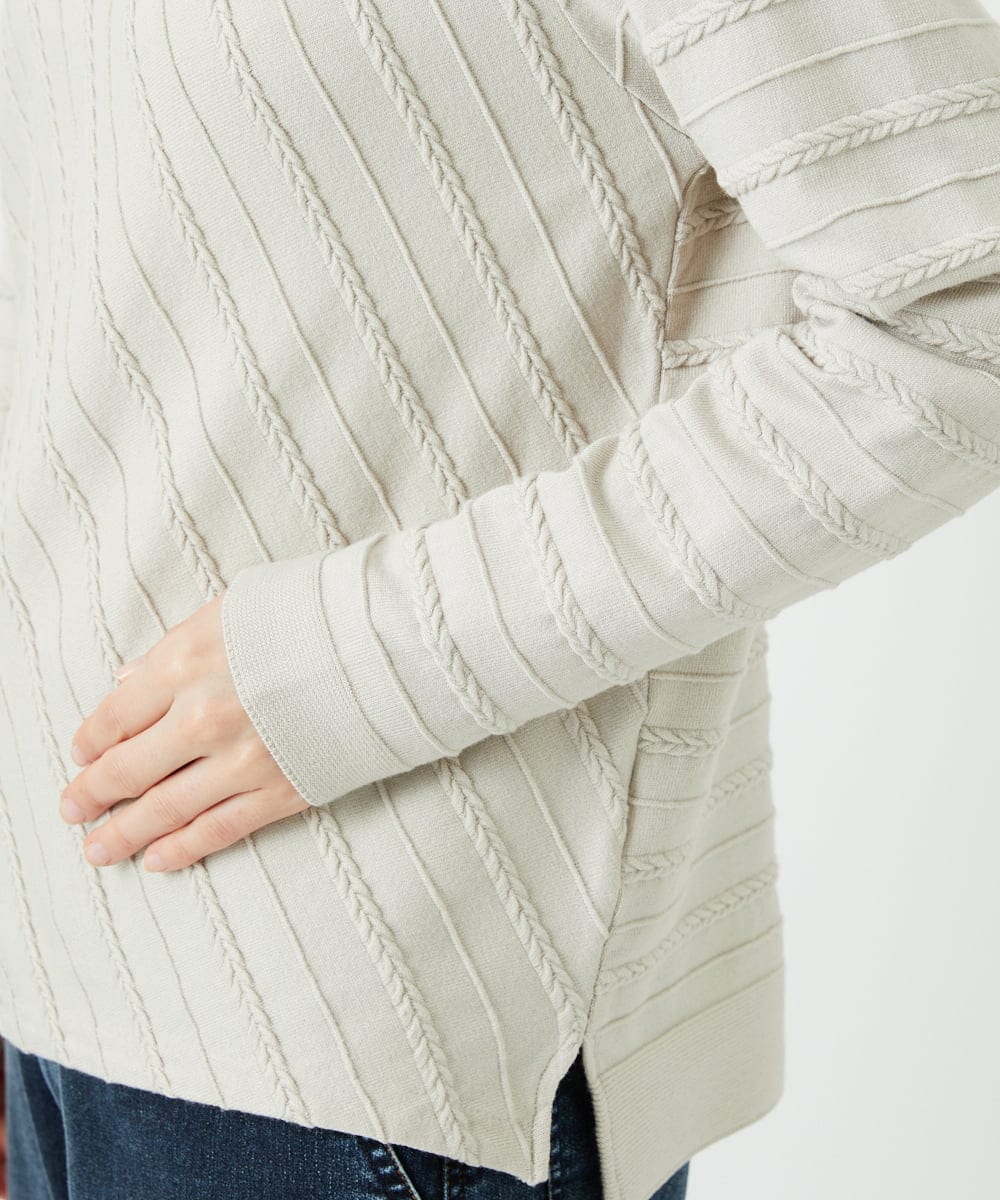 PHFEF15230 GEORGES RECH(小さいサイズ)(メゾン ドゥ サンク) ケーブル柄ニットプルオーバー ライトグレー