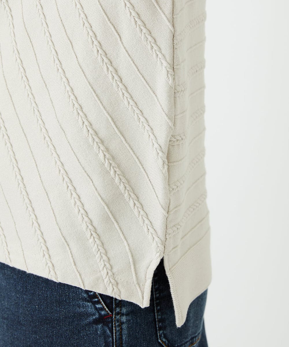 PHFEF15230 GEORGES RECH(小さいサイズ)(メゾン ドゥ サンク) ケーブル柄ニットプルオーバー ライトグレー