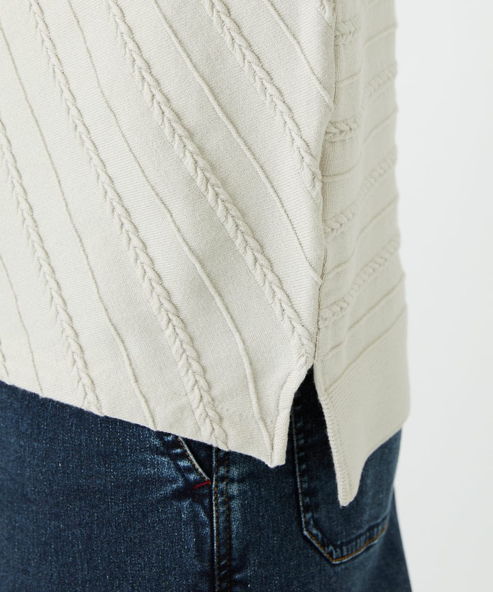 PHFEF15230 GEORGES RECH(小さいサイズ)(メゾン ドゥ サンク) ケーブル柄ニットプルオーバー ライトグレー