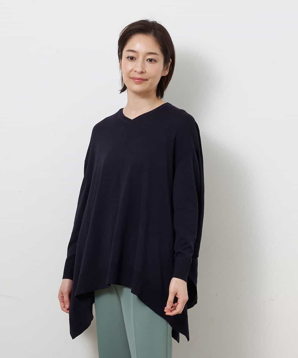 PHFEO51230 GEORGES RECH(小さいサイズ)(メゾン ドゥ サンク) 【洗える】2WAY変形ニットプルオーバー ネイビー