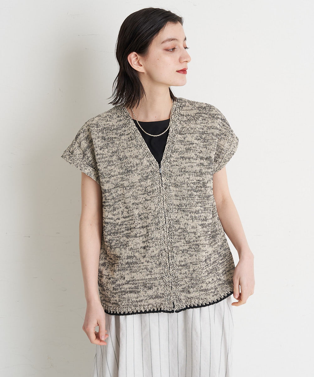 PHFET26290 GEORGES RECH(小さいサイズ)(メゾン ドゥ サンク) ジップアップニットベスト ベージュ