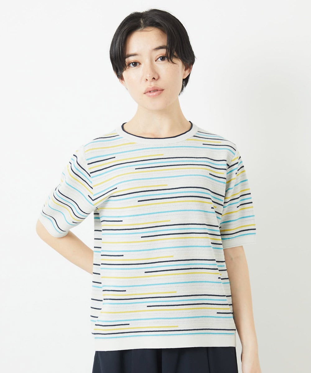 PHFGA03230 GEORGES RECH(小さいサイズ)(メゾン ドゥ サンク) カラフルボーダージャガードニット ホワイト系