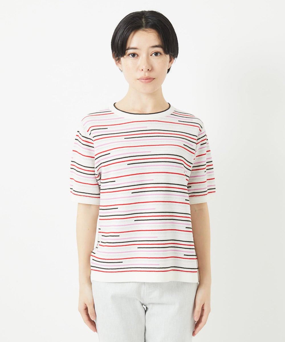 PHFGA03230 GEORGES RECH(小さいサイズ)(メゾン ドゥ サンク) カラフルボーダージャガードニット ホワイト系