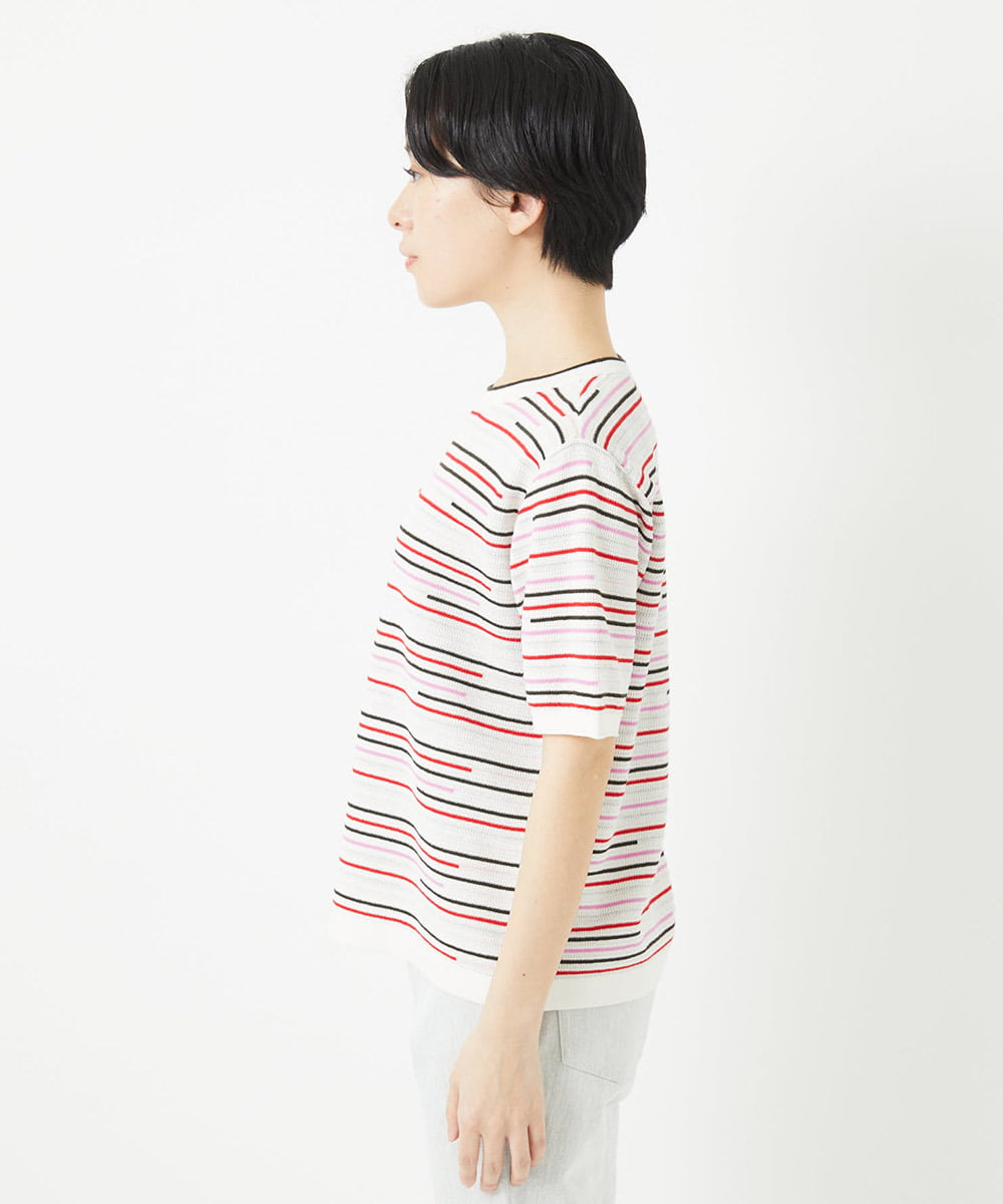 PHFGA03230 GEORGES RECH(小さいサイズ)(メゾン ドゥ サンク) カラフルボーダージャガードニット ホワイト系
