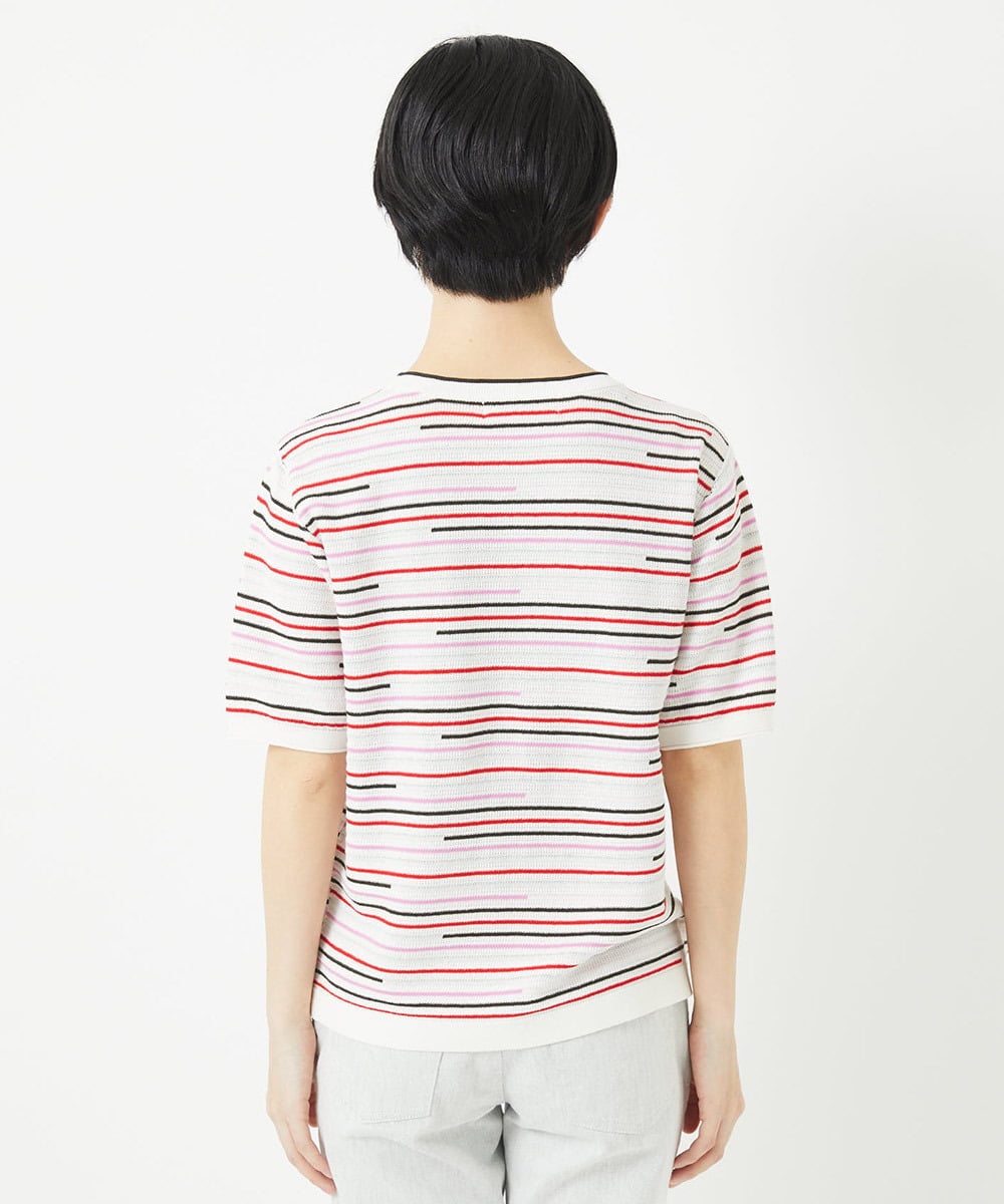 PHFGA03230 GEORGES RECH(小さいサイズ)(メゾン ドゥ サンク) カラフルボーダージャガードニット ホワイト系