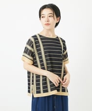 PHFGA15250 GEORGES RECH(小さいサイズ)(メゾン ドゥ サンク) ジャガードストライプ幾何柄シアーニット ネイビー