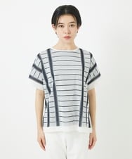 PHFGA15250 GEORGES RECH(小さいサイズ)(メゾン ドゥ サンク) ジャガードストライプ幾何柄シアーニット ホワイト