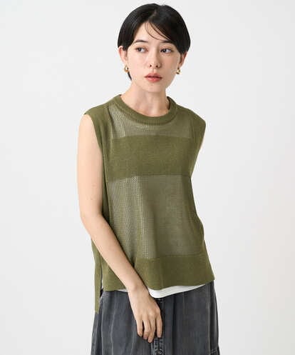 PHFGA16230 GEORGES RECH(小さいサイズ)  [新色追加]バックスリットメッシュニットベスト