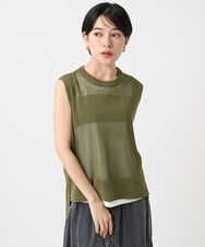 PHFGA16230 GEORGES RECH(小さいサイズ)(メゾン ドゥ サンク)  [新色追加]バックスリットメッシュニットベスト カーキ