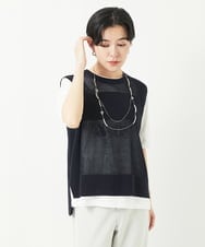 PHFGA16230 GEORGES RECH(小さいサイズ)(メゾン ドゥ サンク) バックスリットメッシュニットジレ ネイビー