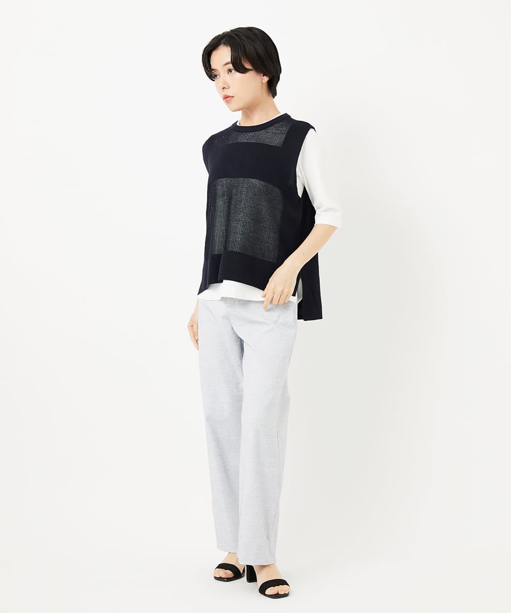 PHFGA16230 GEORGES RECH(小さいサイズ)(メゾン ドゥ サンク)  [新色追加]バックスリットメッシュニットベスト ホワイト