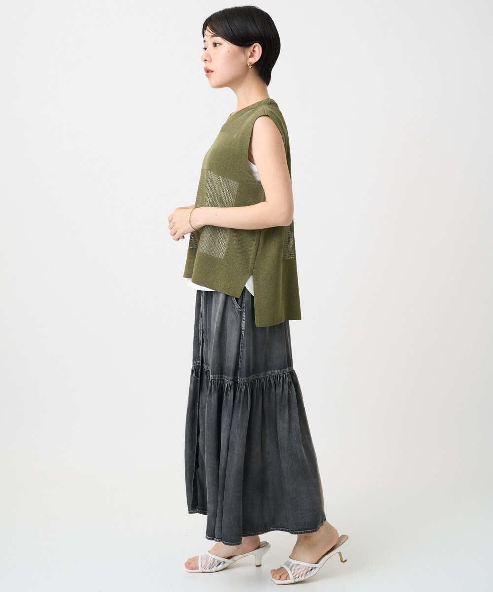 PHFGA16230 GEORGES RECH(小さいサイズ)(メゾン ドゥ サンク)  [新色追加]バックスリットメッシュニットベスト ホワイト