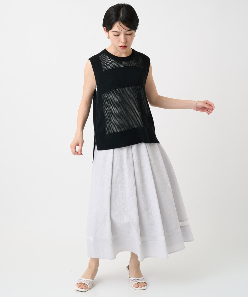 PHFGA16230 GEORGES RECH(小さいサイズ)(メゾン ドゥ サンク)  [新色追加]バックスリットメッシュニットベスト ホワイト