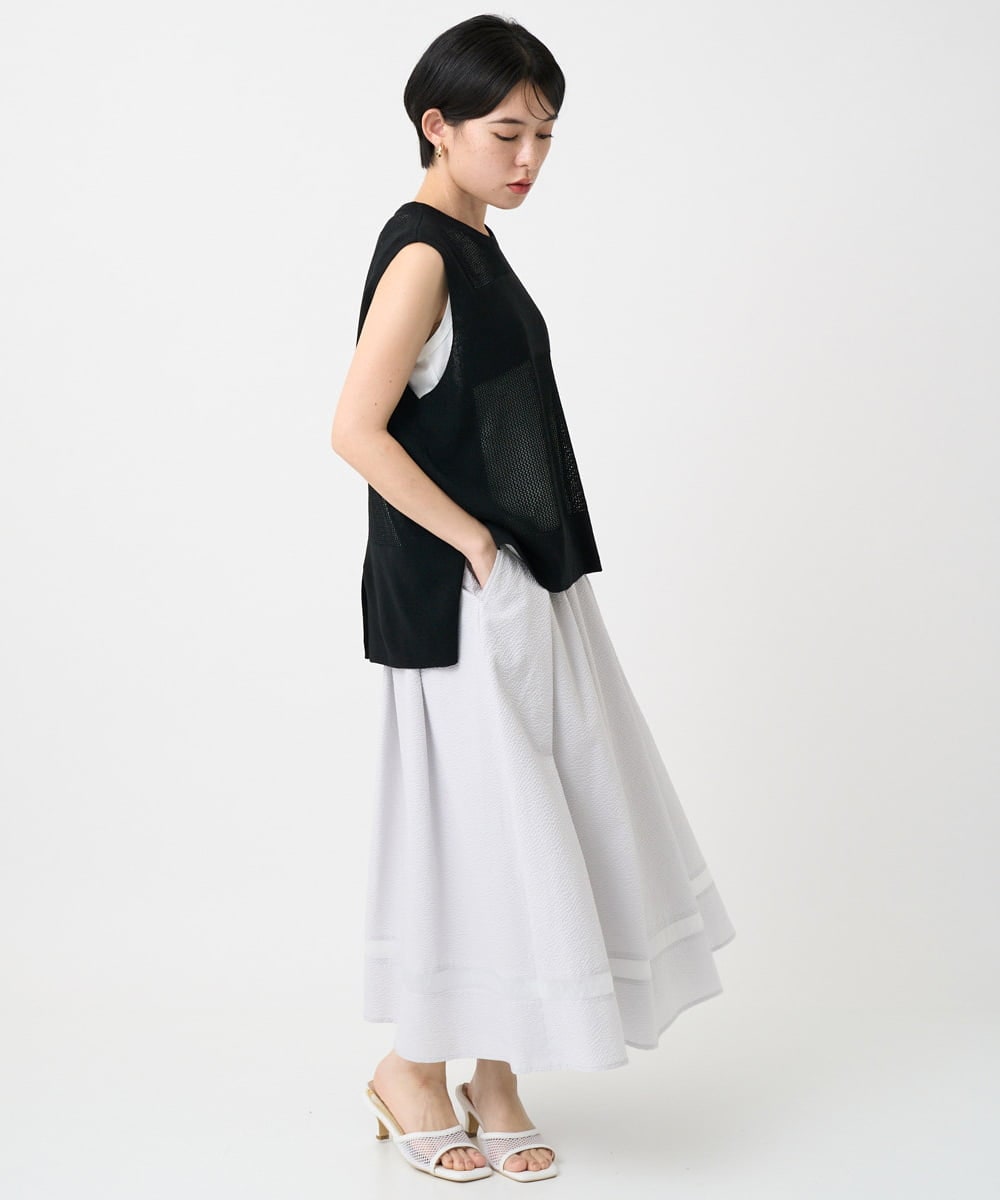 PHFGA16230 GEORGES RECH(小さいサイズ)(メゾン ドゥ サンク)  [新色追加]バックスリットメッシュニットベスト ホワイト