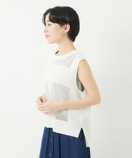 PHFGA16230 GEORGES RECH(小さいサイズ)(メゾン ドゥ サンク) バックスリットメッシュニットジレ ホワイト