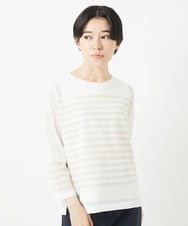 PHFGA21210 GEORGES RECH(小さいサイズ)(メゾン ドゥ サンク) シアーボーダーボートネックラメニット ベージュ